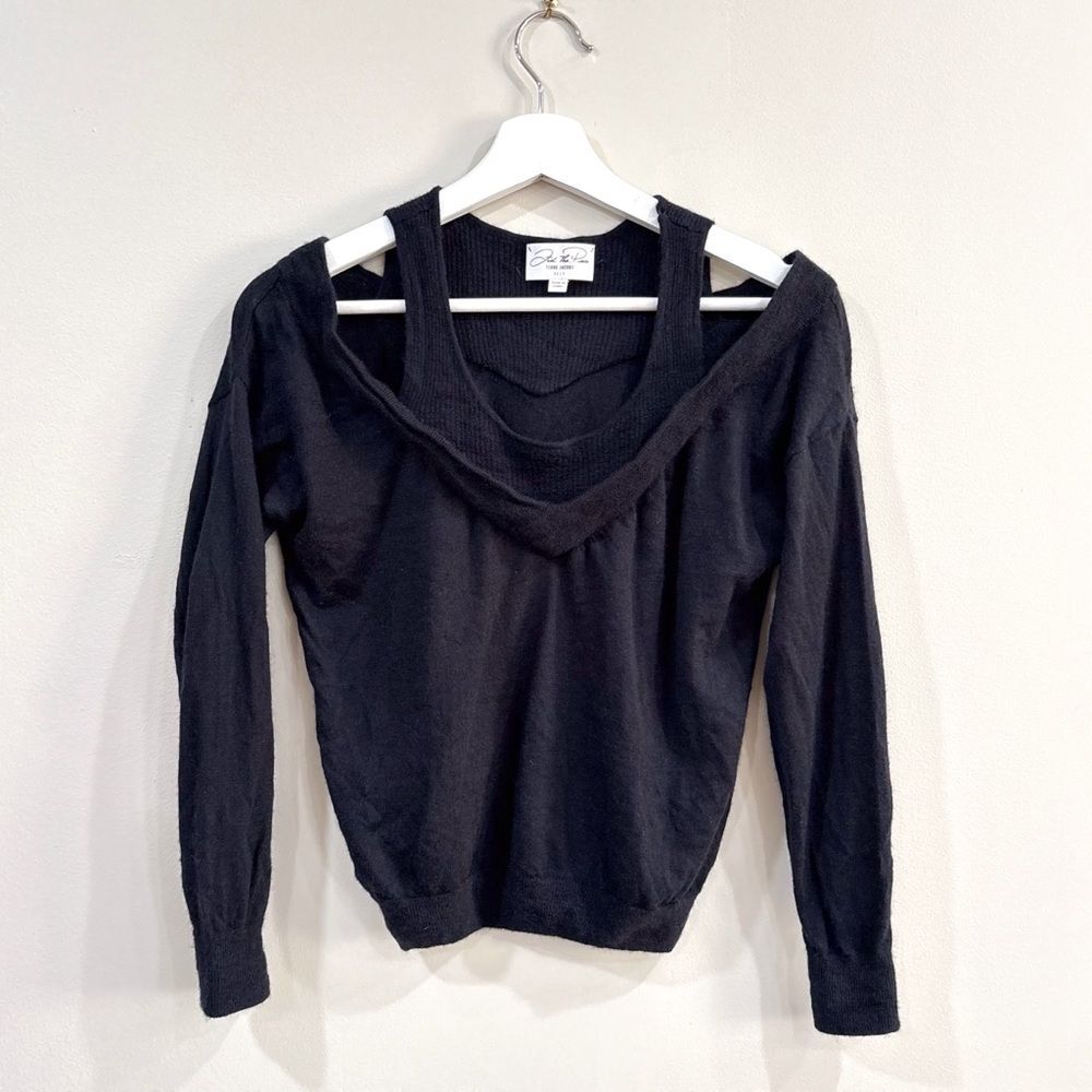 Feel The Piece Terre Jacobs 100% Cashmere Black Off Shoulder Sweater XS/S
